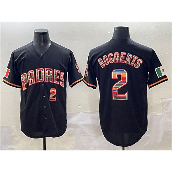 San Diego Padres #2 Xander Bogaerts Black AmberGomez Mexico Cool Base Stitched Jersey