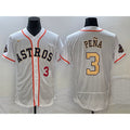 Houston Astros #3 Jeremy Pena Number 2023 White Gold AmberGomez World Serise Champions Patch Flex Base Stitched Jersey