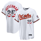 Baltimore Orioles #35 Adley Rutschman Player White AmberGomez USA 250 Fourth of July Home Game Stitched Jerseys