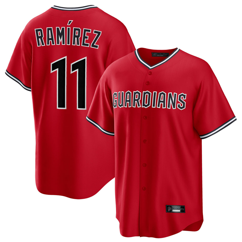 Cleveland Guardians #11 Jose Ramirez Player Red AmberGomez Home Game Stitched Jerseys