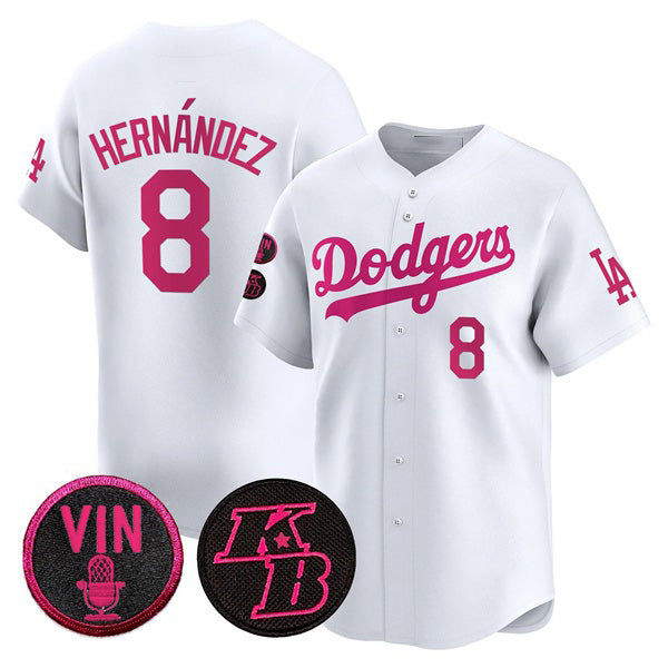 Los Angeles Dodgers #8 Enrique Hern¨¢ndez White AmberGomez 2026 Mother¡¯s Day Vapor Premier Limited Stitched Jersey