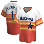 Houston Astros #1 Carlos Correa Player Rainbow Cooperstown Collection AmberGomez T-shirt Stitched Jerseys