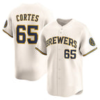 Milwaukee Brewers #65 Nestor Cortes Cream AmberGomez Home Limited Player Jersey