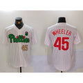 Philadelphia Phillies #45 Zack Wheeler White Green AmberGomez Cool Base Stitched Jerseys