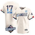 Los Angeles Dodgers #17 Shohei Ohtani Player Cream AmberGomez World Series City Connect Limited Home Stitched Jerseys