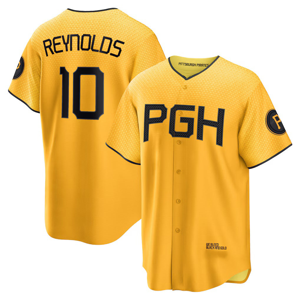 Pittsburgh Pirates #10 Bryan Reynolds Gold AmberGomez City Connect Replica Player Jersey
