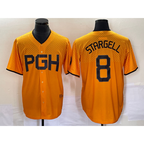 Pittsburgh Pirates #8 Willie Stargell Gold AmberGomez 2023 City Connect Stitched Jersey
