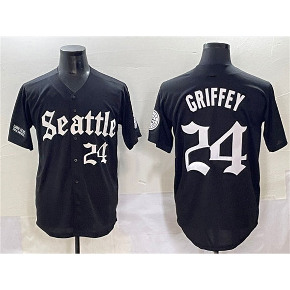 Seattle Mariners #24 Ken Griffey Jr. Black AmberGomez 'Deep Sea Gothic Edition' Vapor Premier Limited Stitched Jersey