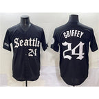 Seattle Mariners #24 Ken Griffey Jr. Black AmberGomez 'Deep Sea Gothic Edition' Vapor Premier Limited Stitched Jersey