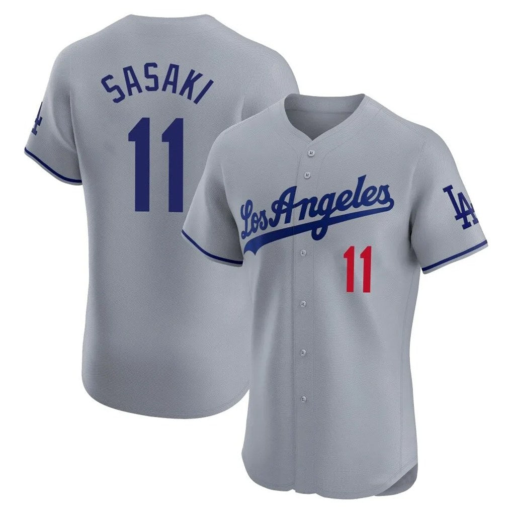 Los Angeles Dodgers #11 Roki Sasaki Player Gray AmberGomez Limited Elite Home Stitched Jerseys