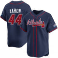 Atlanta Braves #44 Hank Aaron Navy AmberGomez 2025 Speedway Classic Alternate Limited Stitched Jersey
