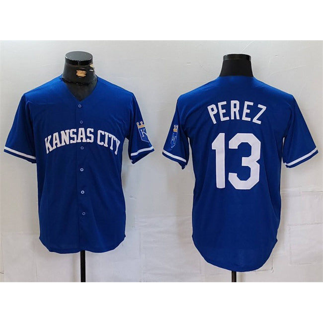 Kansas City Royals #13 Salvador Perez Royal AmberGomez Cool Base Stitched Jersey