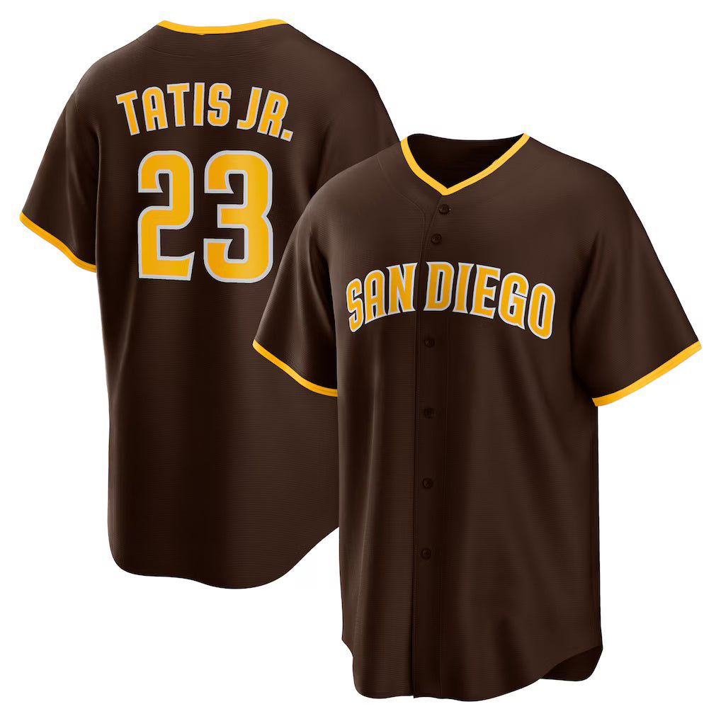 San Diego Padres #23 Fernando Tatis Jr. Brown AmberGomez Alternate Replica Player Jersey