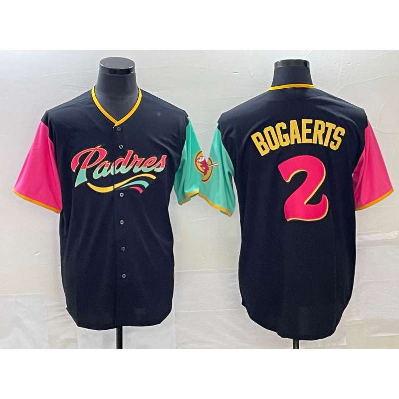 San Diego Padres #2 Xander Bogaerts 2022 Black AmberGomez City Connect Cool Base Stitched Jersey