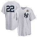 New York Yankees #22 Juan Soto White AmberGomez 2024 World Series Cool Base Stitched Jersey