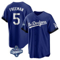 Los Angeles Dodgers #5 Freddie Freeman Player Royal AmberGomez World Series Meet City Connect Home Game Stitched Jerseys