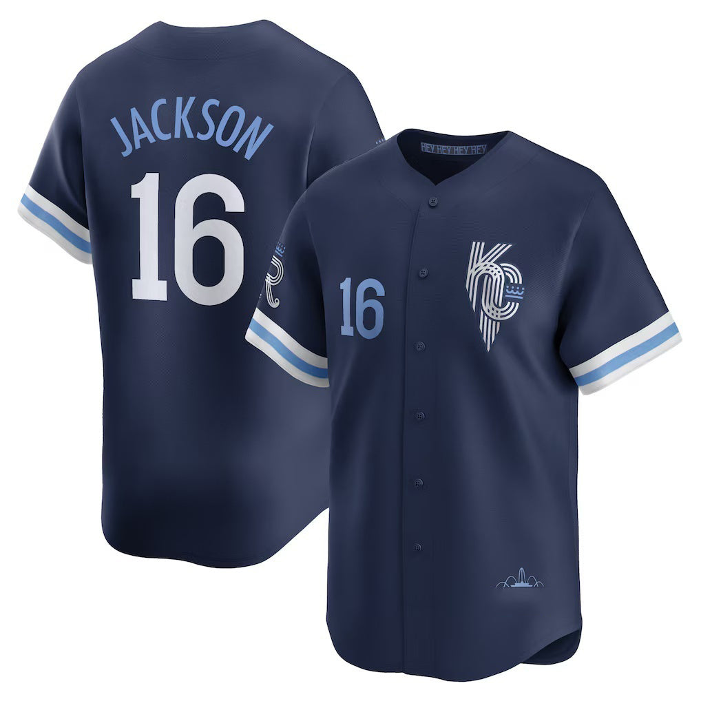 Kansas City Royals #16 Bo Jackson Navy AmberGomez City Connect Retired Player Jersey