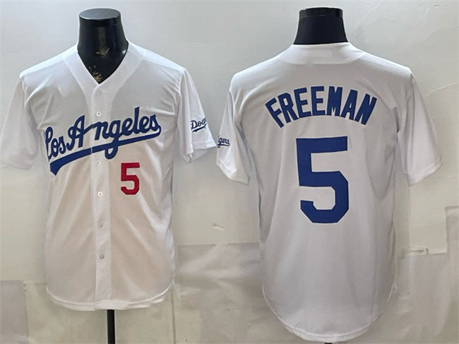 Los Angeles Dodgers #5 Freddie Freeman White AmberGomez Alternate Stadium Stitched Jersey