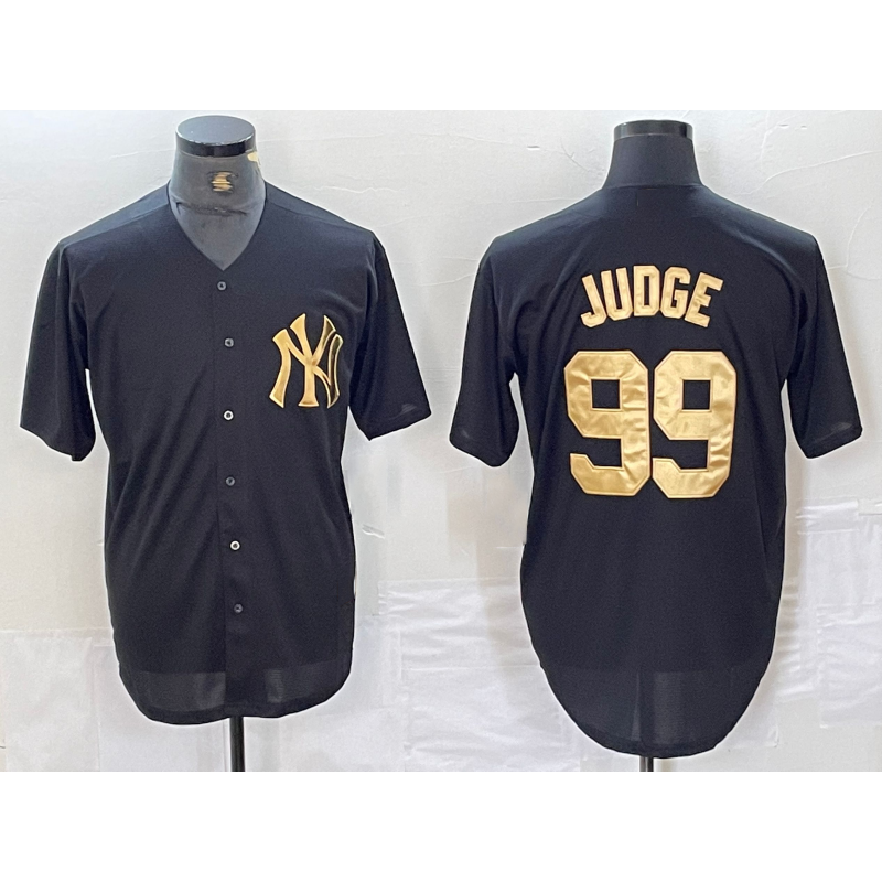 New York Yankees #99 Aaron Judge Black Gold AmberGomez Cool Base Stitched Jersey