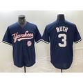 New York Yankees #3 Babe Ruth Navy AmberGomez With Patch Cool Base Stitched Jersey