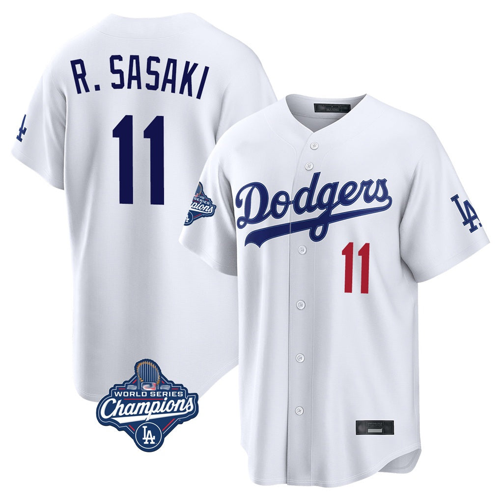 Los Angeles Dodgers #11 Roki Sasaki Player White AmberGomez World Series Meet Home Game Stitched Jerseys