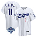 Los Angeles Dodgers #11 Roki Sasaki Player White AmberGomez World Series Meet Home Game Stitched Jerseys