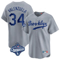 Los Angeles Dodgers #34 Fernando Valenzuela Player Gray AmberGomez World Series Meet Game Limited Home Stitched Jerseys
