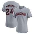 Cleveland Guardians #24 Triston McKenzie Player Gray AmberGomez Road Limited Elite Home Stitched Jerseys