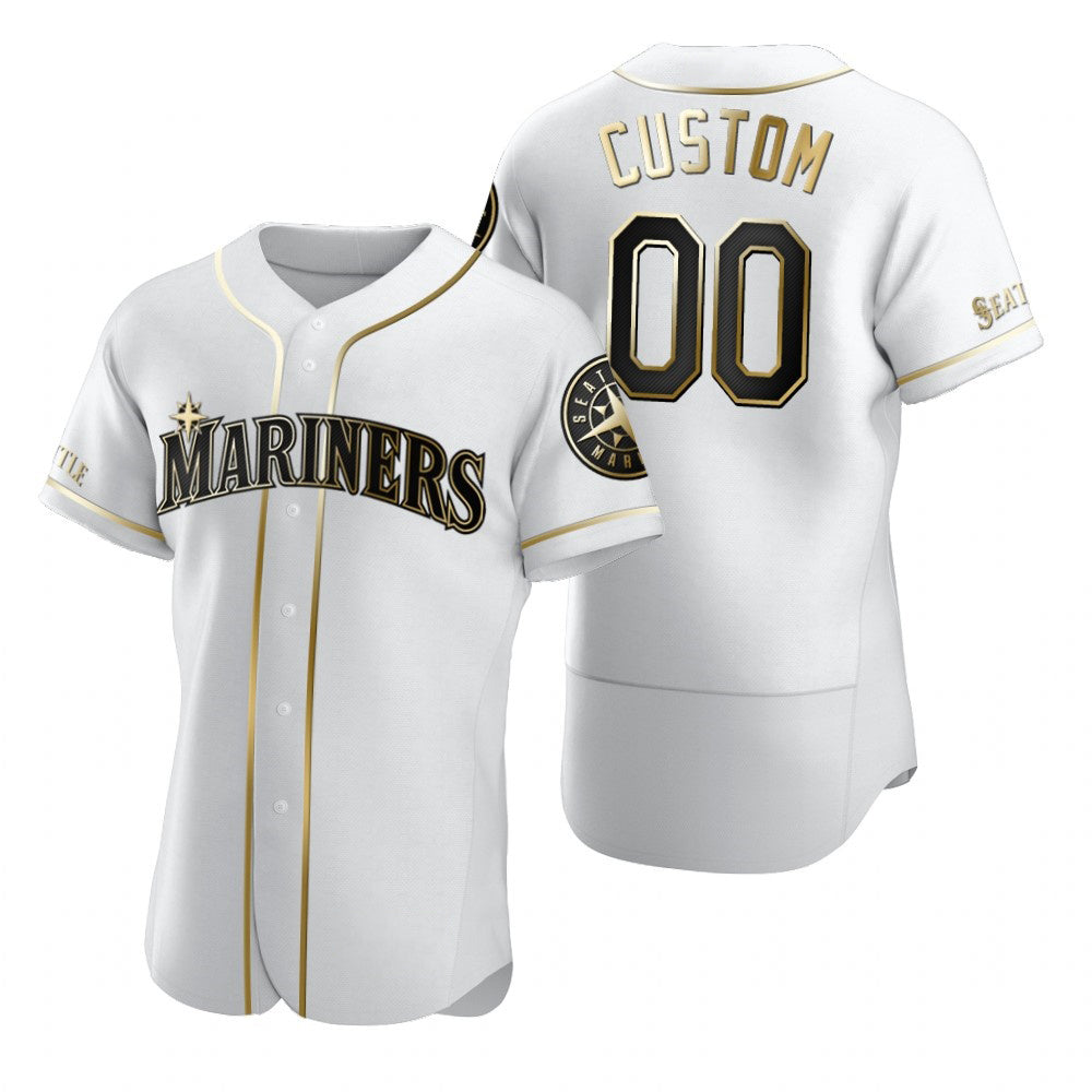 Custom Seattle Mariners White AmberGomez Stitched Flex Base Golden Edition Jersey
