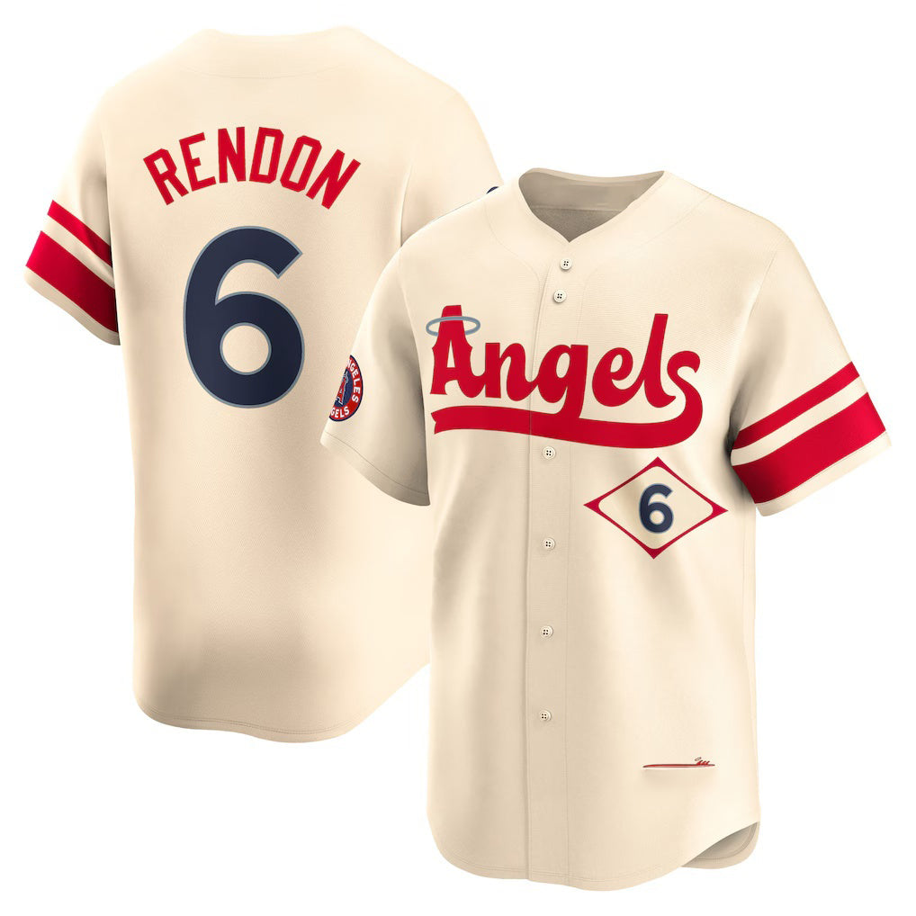 Los Angeles Angels #6 Anthony Rendon Cream AmberGomez City Connect Limited Player Jersey