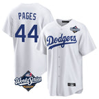Los Angeles Dodgers #44 Andy Pages Player White AmberGomez World Series Game Home Stitched Jerseys