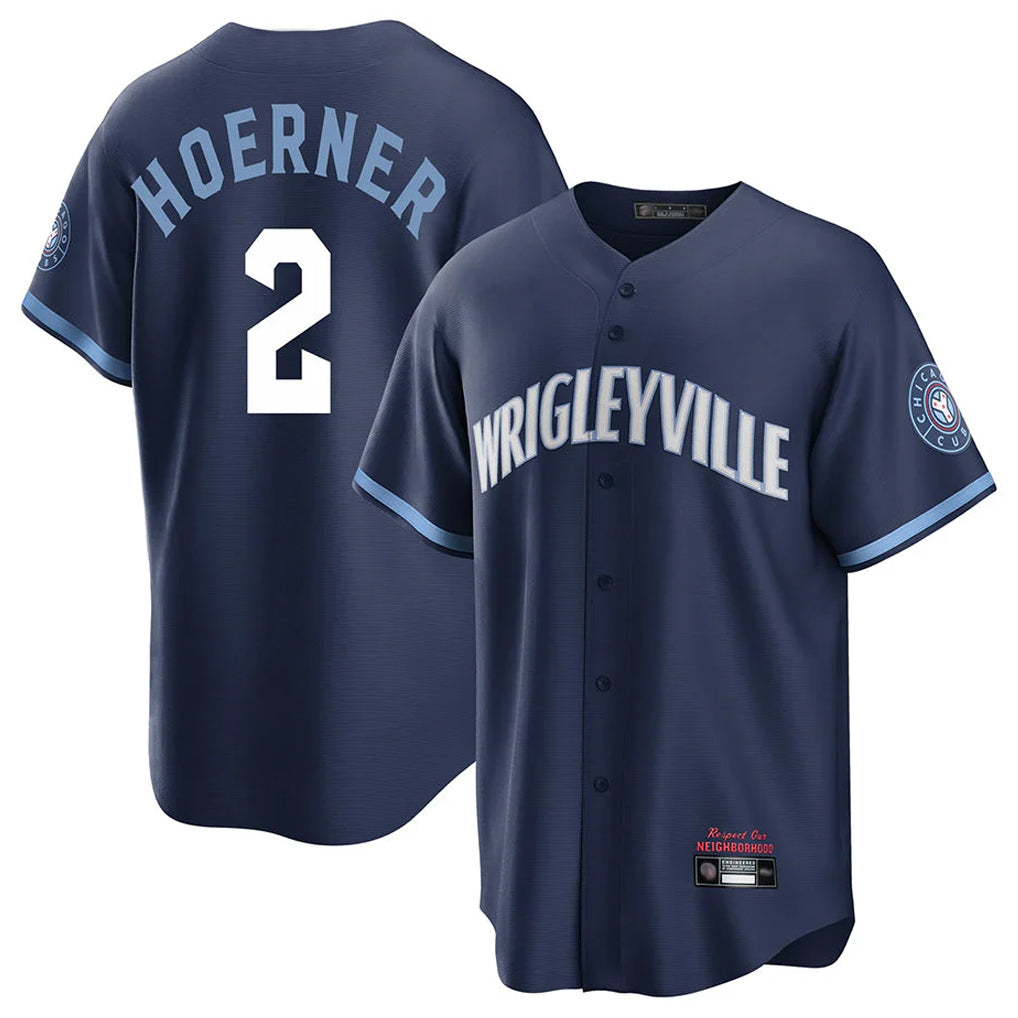 Chicago Cubs #2 Nico Hoerner Player Navy AmberGomez City Connect Home Game Stitched Jerseys