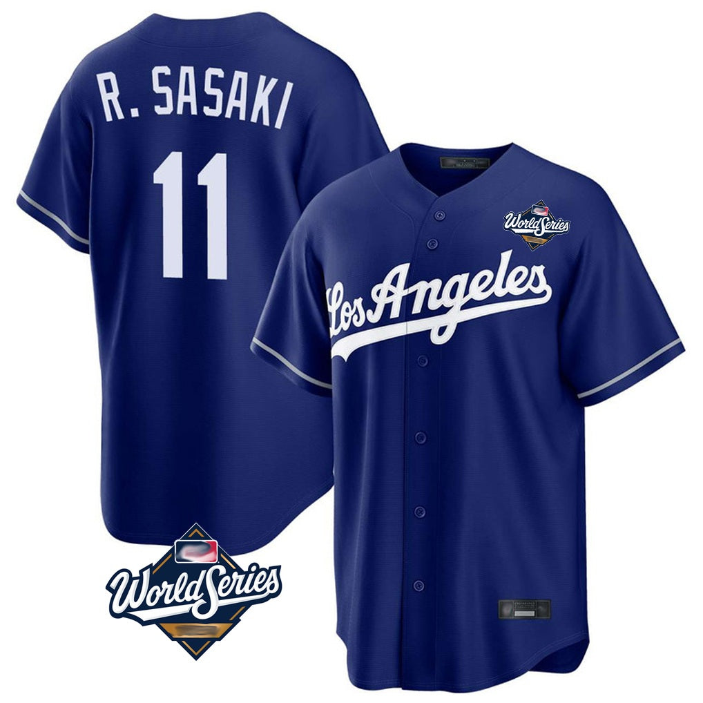 Los Angeles Dodgers #11 Roki Sasaki Player Royal AmberGomez World Series Game Stitched Jerseys