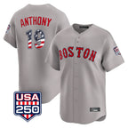 Boston Red Sox #19 Roman Anthony Player Gray AmberGomez Road USA 250 Fourth of July Limited Home Game Stitched Jerseys