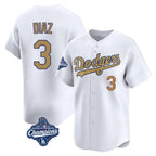 Los Angeles Dodgers #3 Edwin D¨ªaz Player Gold AmberGomez World Series Meet Collection Limited Home Stitched Jerseys