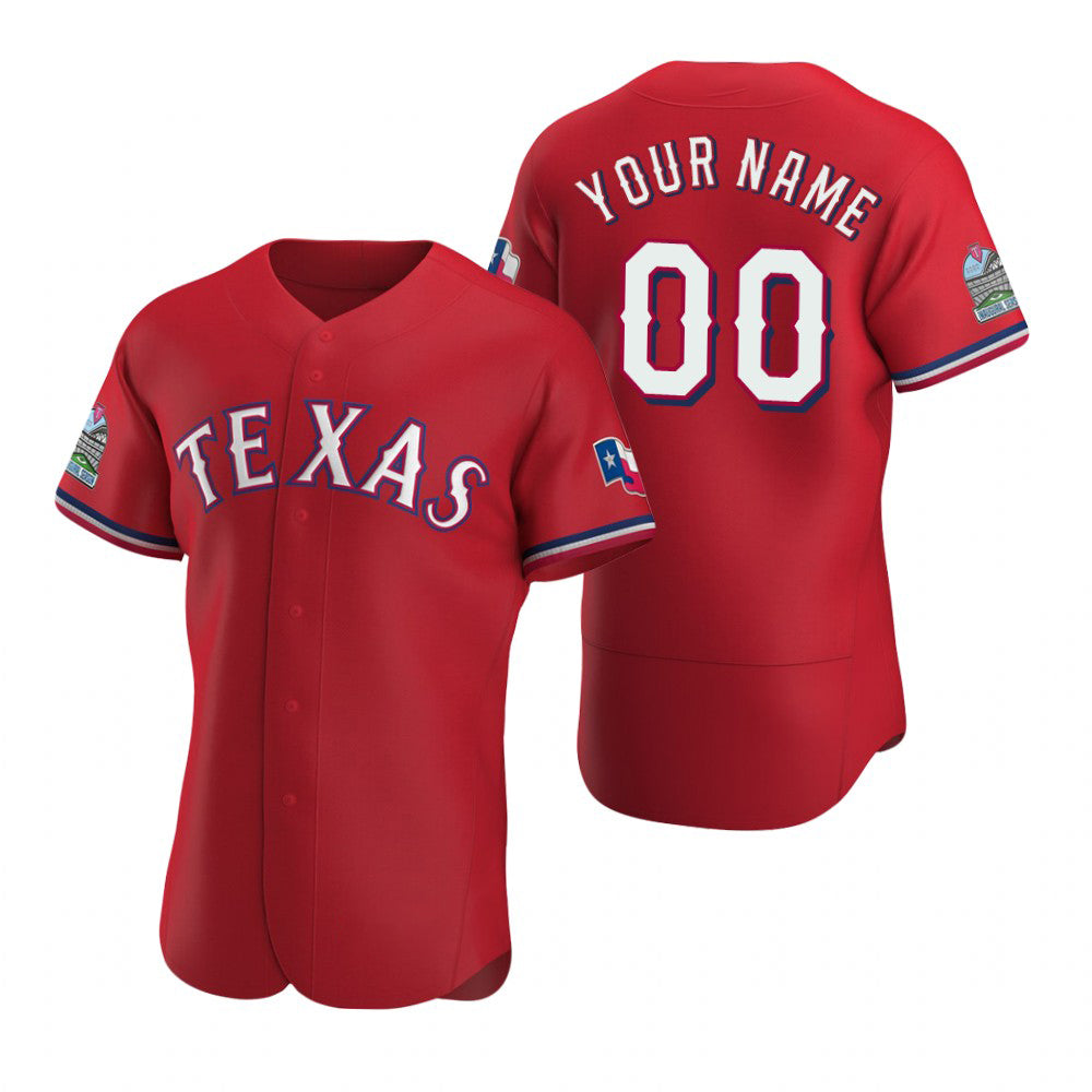 Custom Texas Rangers Scarlet AmberGomez Stitched Flex Base Jersey