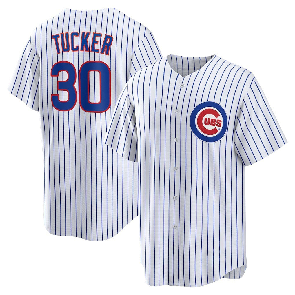 Chicago Cubs #30 Kyle Tucker White AmberGomez Home Replica Player Jersey