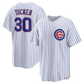 Chicago Cubs #30 Kyle Tucker White AmberGomez Home Replica Player Jersey