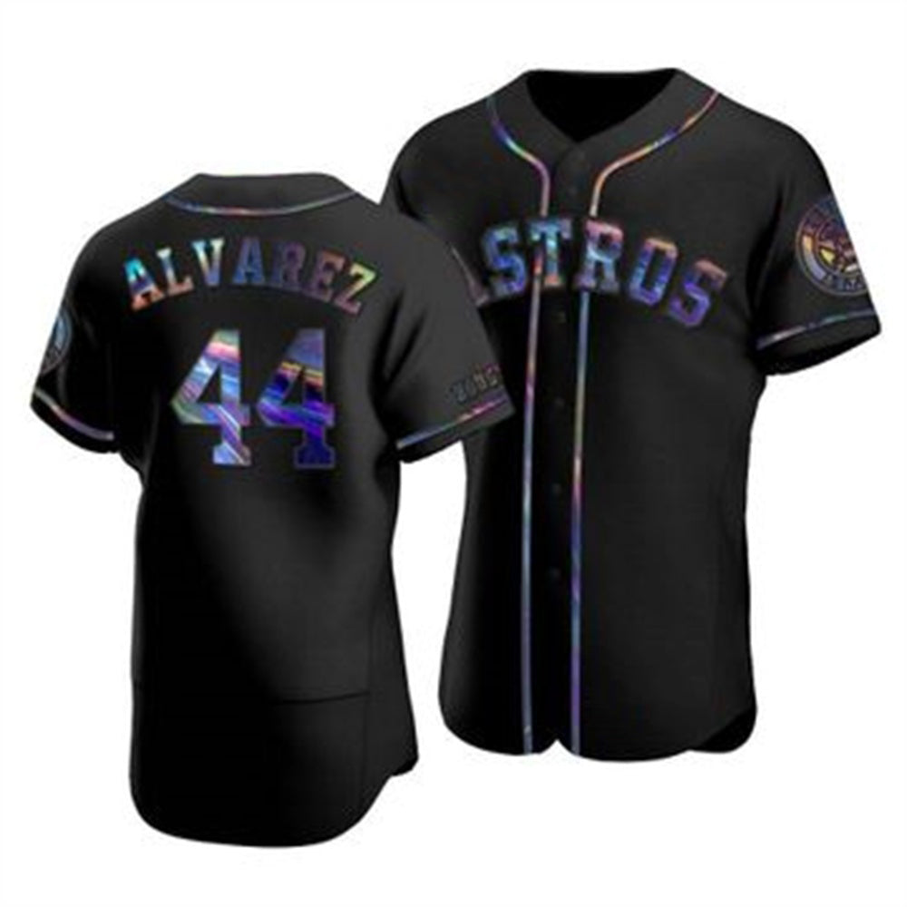Houston Astros #44 Yordan Alvarez Iridescent Holographic Collection Jersey - Black AmberGomez