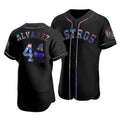 Houston Astros #44 Yordan Alvarez Iridescent Holographic Collection Jersey - Black AmberGomez