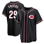 Cincinnati Reds #29 TJ Friedl Player Black AmberGomez Fashion Out Home Game Stitched Jerseys
