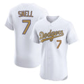 Los Angeles Dodgers #7 Blake Snell Player Gold AmberGomez Limited Elite Home Stitched Jerseys