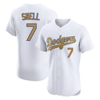 Los Angeles Dodgers #7 Blake Snell Player Gold AmberGomez Limited Elite Home Stitched Jerseys