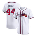 Atlanta Braves #44 Hank Aaron Player White AmberGomez Limited Elite Home Game Stitched Jerseys