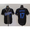 Los Angeles Dodgers #17 Shohei Ohtani Number Black AmberGomez Cool Base With Patch Stitched Jerseys