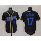 Los Angeles Dodgers #17 Shohei Ohtani Number Black AmberGomez Cool Base With Patch Stitched Jerseys
