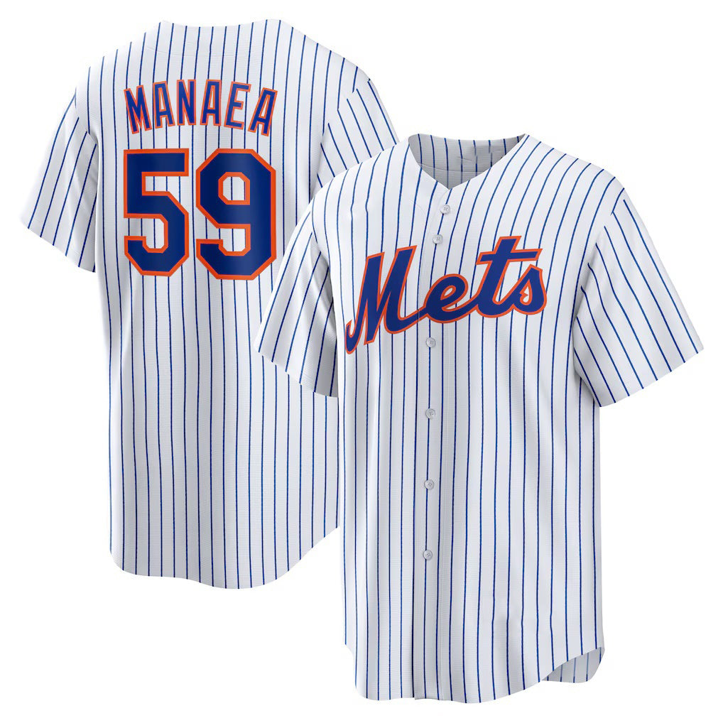 New York Mets #59 Sean Manaea White AmberGomez Home Replica Jersey