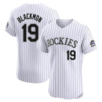 Colorado Rockies #19 Charlie Blackmon Player White AmberGomez Limited Elite Home Stitched Jerseys