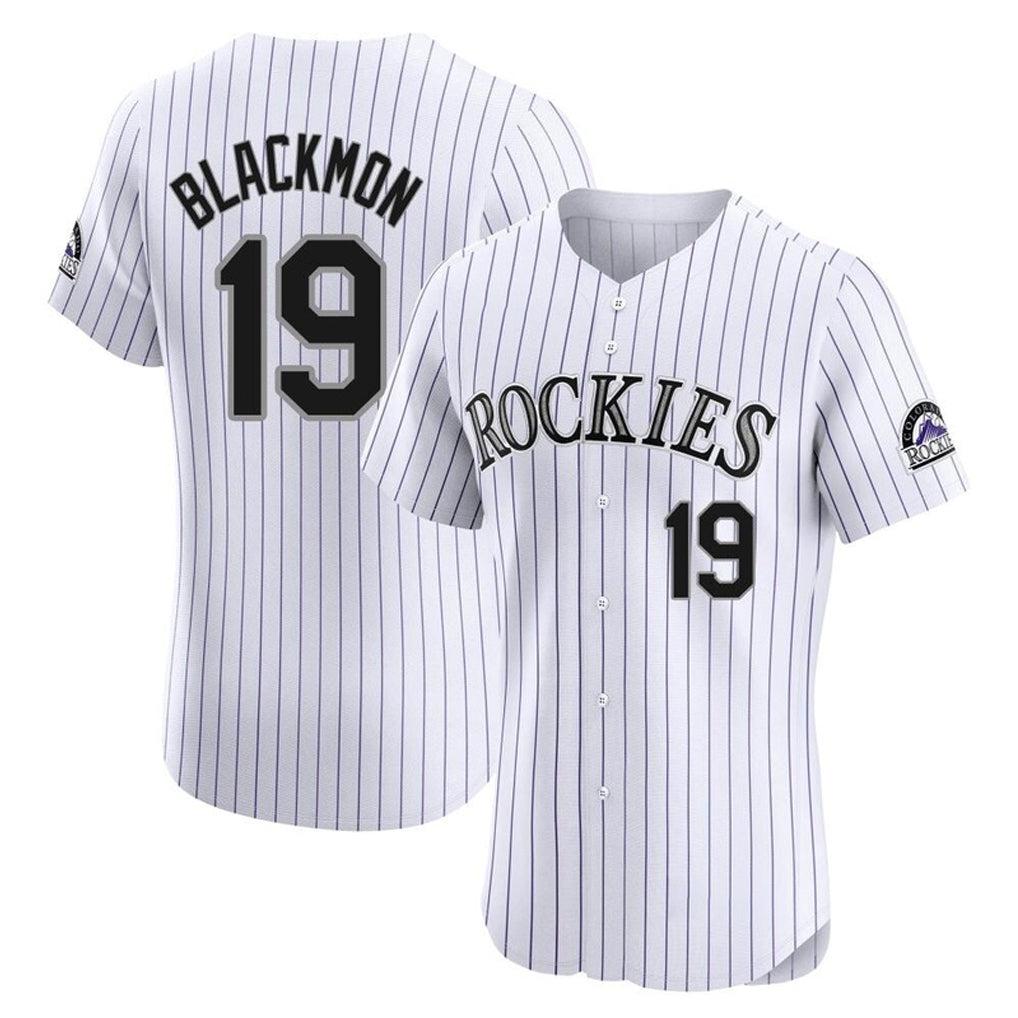 Colorado Rockies #19 Charlie Blackmon Player White AmberGomez Limited Elite Home Stitched Jerseys