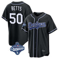 Los Angeles Dodgers #50 Mookie Betts Player Black AmberGomez World Series Meet Carbon Limited Home Stitched Jerseys